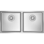 Käsintehty Kaksiosainen Pesuallas 865x430x200mm Ruostumaton Teräs R20 Päältäkiinnitettävä / Alakiinnitettävä | Adexa 204040D - Image 3