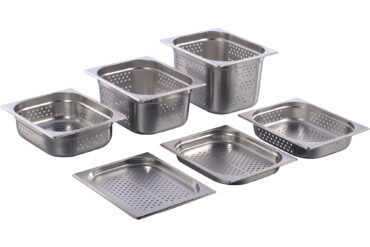 Ruostumattomasta teräksestä valmistettu rei'itetty Gastronorm-astia GN1/2 Syvyys 150mm | Adexa 8126P