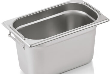 Ruostumattomasta teräksestä valmistettu Gastronorm-pannu kahvalla GN1/4 Syvyys 150mm | Adexa 8146H