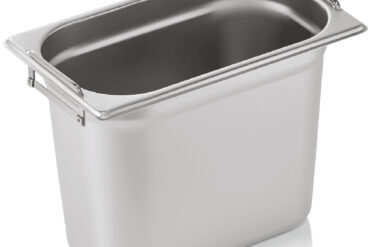 Ruostumattomasta teräksestä valmistettu Gastronorm-astia kahvalla GN1/4 Syvyys 200mm | Adexa 8148H