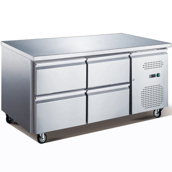 Ammattikäyttöön tarkoitettu matala jäähdytystiski / Chef Base 4 laatikkoa 1360x700x650mm | Adexa UGN2140