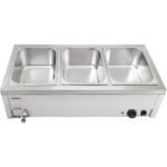 Kaupallinen Bain Marie 3 x GN1/2 -säiliöt & kannet, tyhjennysventtiili | Adexa BR08045 - Image 4