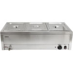 Kaupallinen Bain Marie 3 x GN1/2 -säiliöt & kannet, tyhjennysventtiili | Adexa BR08045