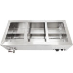 Kaupallinen Bain Marie 3 x GN1/2 -säiliöt & kannet, tyhjennysventtiili | Adexa BR08045 - Image 2