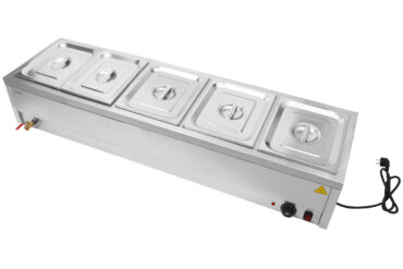 Kaupallinen Bain Marie 5xGN1/2 säiliöt & kannet Tyhjennysventtiili | Adexa BR14045