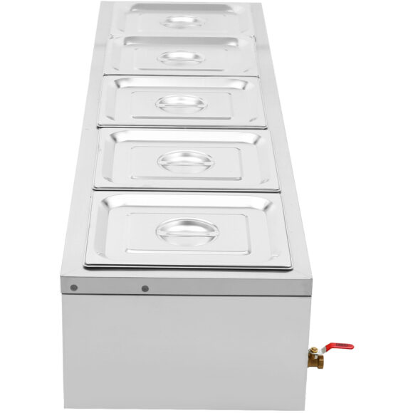Kaupallinen Bain Marie 5xGN1/2 säiliöt & kannet Tyhjennysventtiili | Adexa BR14045 - Image 8