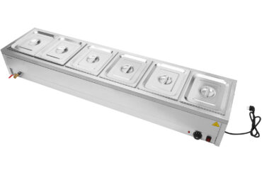 Ammattimainen bain-marie 6xGN1/2 astioilla & kansilla, tyhjennysventtiili | Adexa BR17045