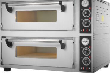 Kaupallinen pizzauuni Sähkö 2 kammiota 2+2 pizzaa x 25cm 350°C Mekaaniset säätimet 8,4kW 400V | Adexa BSD202350500