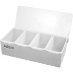 Koristelulokerikko / Mausteannostelija kannella, 4-osastoinen, Ruostumaton teräs & muovi | Adexa CHB04