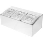 Kaupallinen Mausteteline, sisältää 3xGN1/6-100mm astiaa ja avattavat kannet | Adexa CHD03APCFL