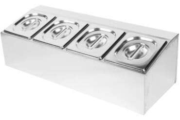 Kaupallinen mausteteline, joka sisältää 4 x GN1/6-100 mm astiat ja kannet | Adexa CHD04A