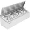 Kaupallinen mausteteline kannella, sisältää 4xGN1/6-100mm astiaa, ruostumaton teräs | Adexa CHD04AFL