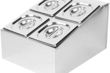 Kaupallinen mausteteline sisältäen 4 kpl GN1/6-100mm astioita ja kansia | Adexa CHD04B