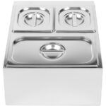 Kaupallinen mausteteline, sisältää 2 kpl GN1/6-150 mm ja 1 kpl GN1/3-150 mm säilöjä kansineen, ruostumaton teräs | Adexa CHD04BD2 - Image 3