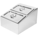 Kaupallinen Mausteiden Säilytyslaite, sisältäen 2xGN1/3-100mm astiaa kansilla Ruostumattomasta teräksestä | Adexa CHD04B3