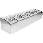 Kaupallinen mausteteline sisältäen 6xGN1/6-100mm astiat ja kannet | Adexa CHD06A