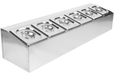 Kaupallinen Maustekastiketeline, joka sisältää 6xGN1/6-150mm astiat ja kannet | Adexa CHD06AD