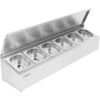 Kaupallinen mausteteline kannella, sisältäen 6xGN1/6-150mm säiliöt Ruostumaton teräs | Adexa CHD06ADFL