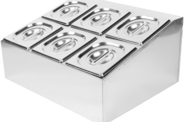 Kaupallinen mausteteline, sisältää 6xGN1/6-150mm astiat ja kannet | Adexa CHD06BD