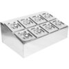 Kaupallinen mausteteline, sisältäen 8x GN1/6-100 mm astiat ja kannet | Adexa CHD08B