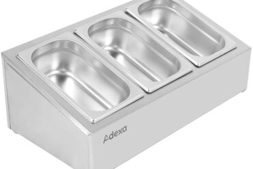 Kaupallinen mausteteline, sisältää 3xGN1/4-100mm astiat kannella ruostumaton teräs | Adexa CHE03A
