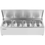 Kaupallinen mausteteline kannella, sisältää 4xGN1/4-100mm astiat ruostumatonta terästä | Adexa CHE04AFL - Image 2