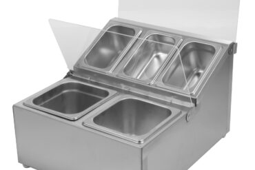 Kaupallinen Mausteteline, sisältää 2xGN1/6-100mm & 3xGN1/9-100mm astiat ja fliptop-kannet | Adexa CHRLF04B2