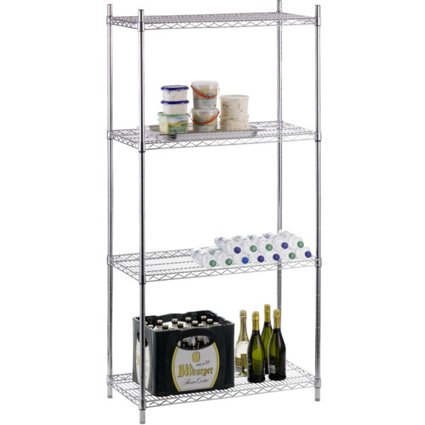 Ammattikäyttöinen hyllystö 4-tasoa 1000kg 900x450x1800mm kromilanka | Adexa WH9045180A4C