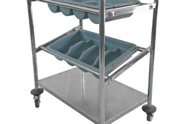 Aterimet & Tarjotinteline 2 tarjotinta & Alahylly 570x350x860mm | Adexa CTT2