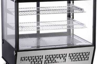 Näyttöjääkaappi 120 litraa 2 hyllyä Musta & Ruostumaton teräs Tasainen etuosa | Adexa CW120