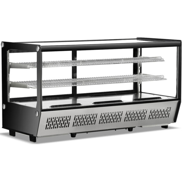 Näyttöjääkaappi 200 litraa 2 hyllyä Musta & Ruostumaton Teräs | Adexa CW200B