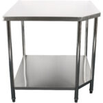Kaupallinen ruostumattomasta teräksestä valmistettu kulmatyöpöytä roiskesuojalla 900x900x700x700x900mm | Adexa CWTB1070SB - Image 4