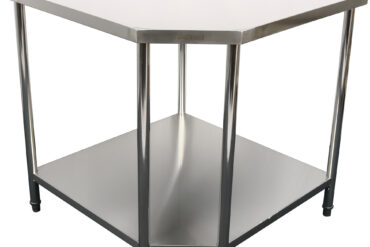 Kaupallinen työpöytä Kulmayksikkö Ruostumaton teräs 900x900x700x700x900mm Alaosa hyllyllä | Adexa CWT1070R