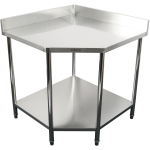 Ammattilainen kulmatyöpöytä ruostumatonta terästä 900x900x600x600x900/1000mm yläreuna alahylly | Adexa CWT1060RB