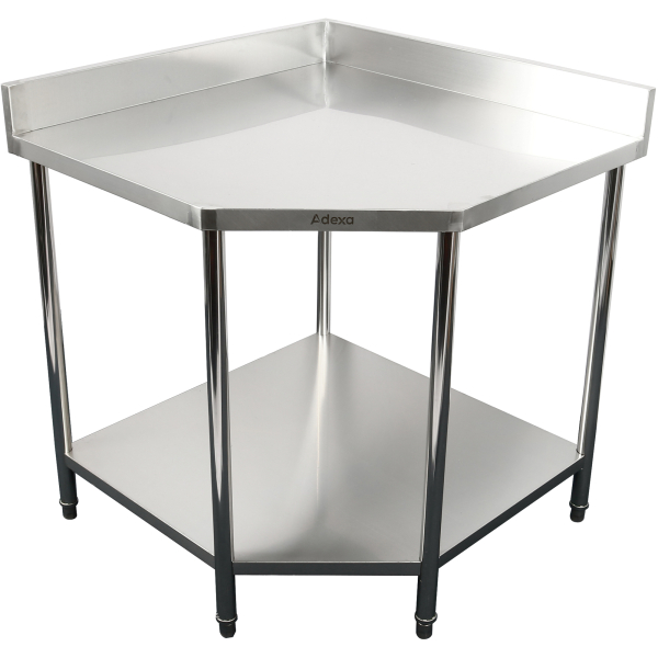 Ammattimainen kulmatyöpöytä ruostumatonta terästä 900x900x600x600x900/1000mm yläreuna alahylly | Adexa CWT1060RB