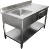 Kaupallinen Pesuallas Ruostumaton teräs 1200x600x900mm 1 allas vasemmalla 1 laatikko Roiskesuoja | Adexa DSA120601DL