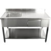 Kaupallinen Pesuallas Ruostumaton teräs 1200x600x900mm 1 allas vasemmalla 1 laatikko Roiskesuoja | Adexa DSA120601DL - Image 5