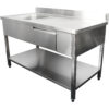 Kaupallinen Pesuallas Ruostumaton teräs 1200x600x900mm 1 allas vasemmalla 1 laatikko Roiskesuoja | Adexa DSA120601DL - Image 6