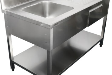 Kaupallinen Pesuallas Ruostumaton teräs 1500x700x900mm 1 allas vasemmalla 1 laatikko Roiskelevy | Adexa DSA150701DL