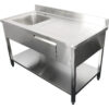 Kaupallinen Pesuallas Ruostumaton teräs 1200x600x900mm 1 allas vasemmalla 1 laatikko Roiskesuoja | Adexa DSA120601DL - Image 7