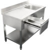 Kaupallinen pesuallas ruostumaton teräs 1200x700x900mm 1 allas oikealla 1 laatikko roiskesuoja | Adexa DSA120701DR - Image 8