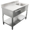 Kaupallinen pesuallas ruostumaton teräs 1200x700x900mm 1 allas oikealla 1 laatikko roiskesuoja | Adexa DSA120701DR