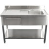 Kaupallinen pesuallas ruostumaton teräs 1200x700x900mm 1 allas oikealla 1 laatikko roiskesuoja | Adexa DSA120701DR - Image 4