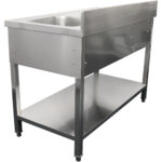 Kaupallinen pesuallas, jossa 1 laatikko, ruostumaton teräs, 1 allas, oikea, alahylly, roiskesuoja, 1400x600x900mm | Adexa DSA140601DR - Image 5