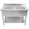 Kaupallinen Pesuallas Ruostumatonta Terästä 1200x700x900mm 2 allasta Roiskesuoja | Adexa DSA245 - Image 4