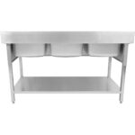 Kaupallinen pesuallas ruostumatonta terästä 1800x700x900mm 3 allasta roiskesuoja | Adexa DSA345 - Image 3