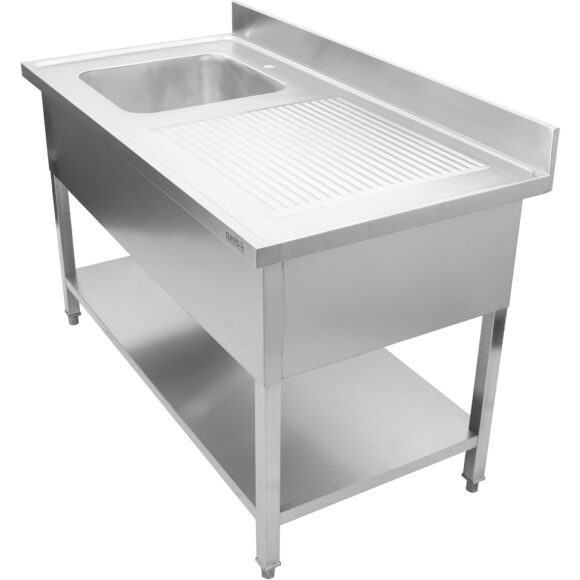 Kaupallinen allas ruostumatonta terästä 1000x700x900mm 1 kulho vasemmalla pärskesuoja | Adexa DSA1070L - Image 2