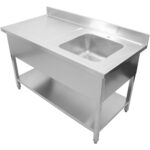 Kaupallinen pesuallas ruostumatonta terästä 1000x700x900 mm 1 allas oikealla roiskesuoja | Adexa YLS107BR1