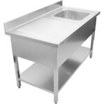 Kaupallinen pesuallas ruostumatonta terästä 1000x700x900 mm 1 allas oikealla roiskesuoja | Adexa YLS107BR1 - Image 2