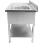 Kaupallinen pesuallas ruostumatonta terästä 1000x700x900 mm 1 allas oikealla roiskesuoja | Adexa YLS107BR1 - Image 4